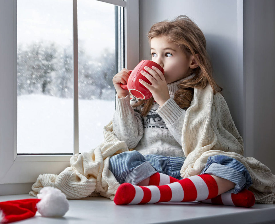 girl in a heated room